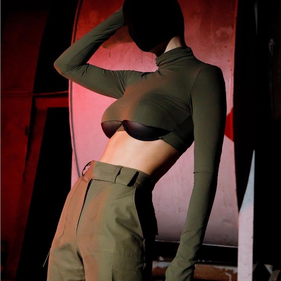 New Green & Black Top Bra size XS/S pole dance / club night - Picture 6 of 10